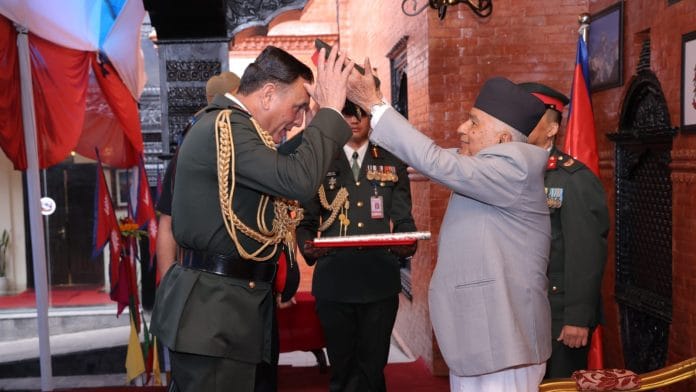 Rt. Hon. President Mr. Ramchandra Paudel Confers the Honorary Rank of General of the Nepali Army on General Dhiraj Seth, Chief of the Army Staff, Indian Army. | @NepaliArmyHQ/X