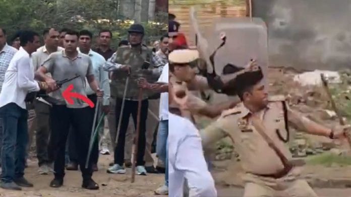 Stills from videos of CIA police station head Kaptan Singh (L) and SP Vinod Kumar (R) | X