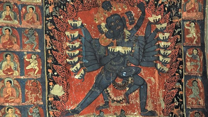 Wall painting of Vajrabhairava and consort Vajravetali; Leh-Ladakh, India | Photo: Sumita Roy Dutta, 2018 | Wikimedia Commons