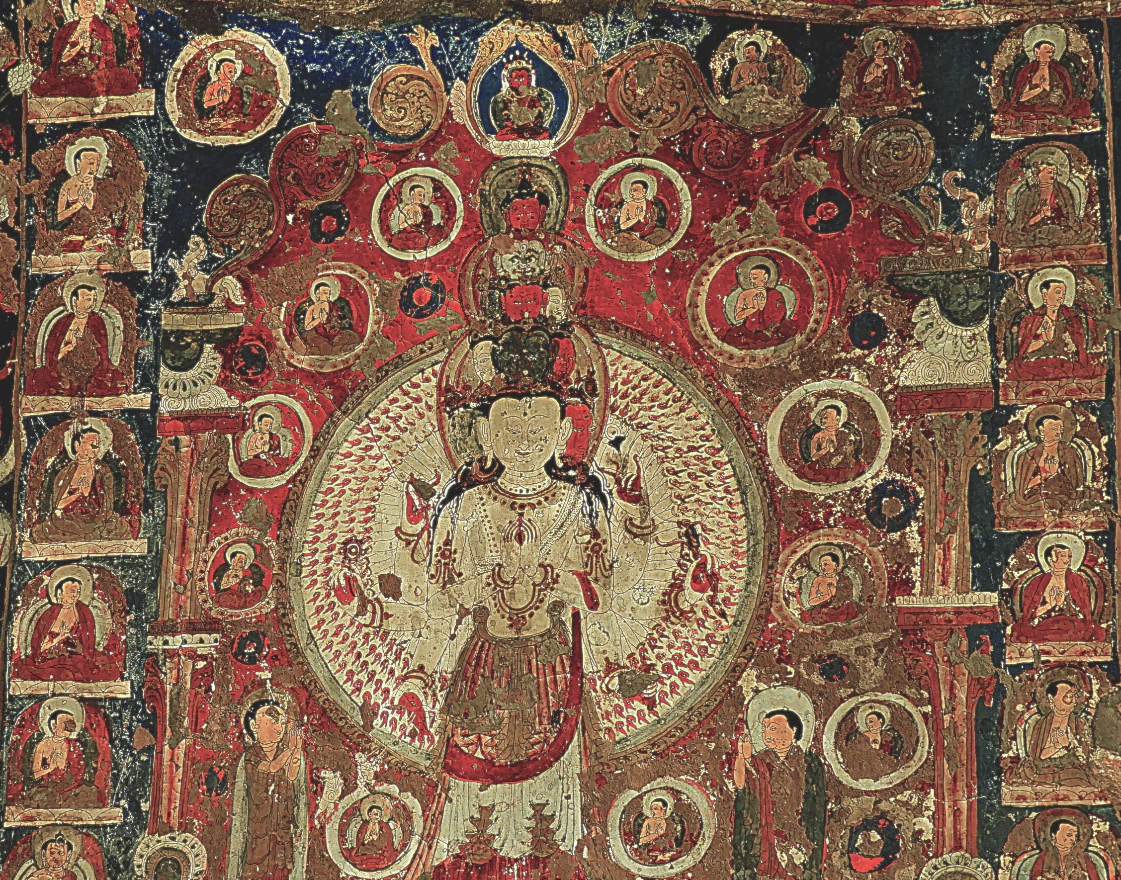 Eleven-headed thousand-armed Avalokiteshvara at Sasapol Cave; Leh-Ladakh, India | Photo: Sumita Roy Dutta, 2018 | Wikimedia Commons