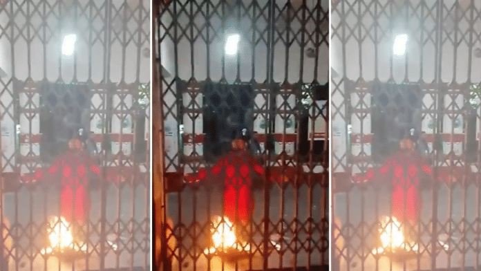 Videos on social media show bike-borne men entering Jadavpur University campus with sticks and batons, raising slogans, others tearing down posters and setting them ablaze | Source: X