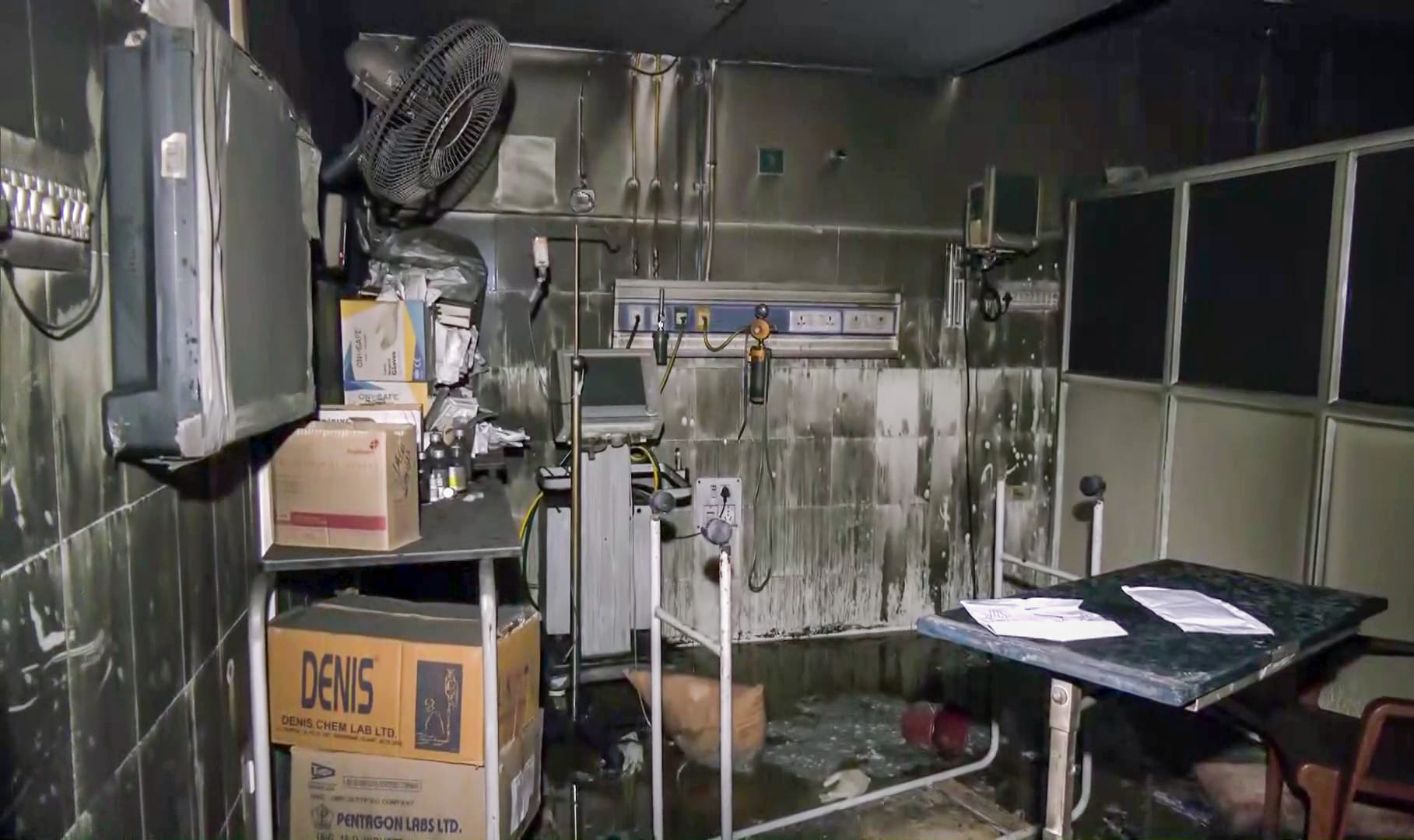 Charred remains after a massive fire broke out in the ICU of the Trauma Centre at Sawai Man Singh (SMS) Hospital, in Jaipur on 5 October | ANI