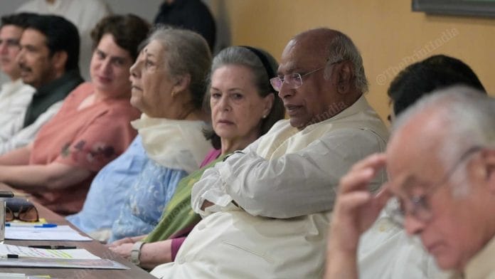 Congress president Mallikarjun Kharge at CWC meet in New Delhi on 19 August, 2026 | Suraj Singh Bisht/ThePrint
