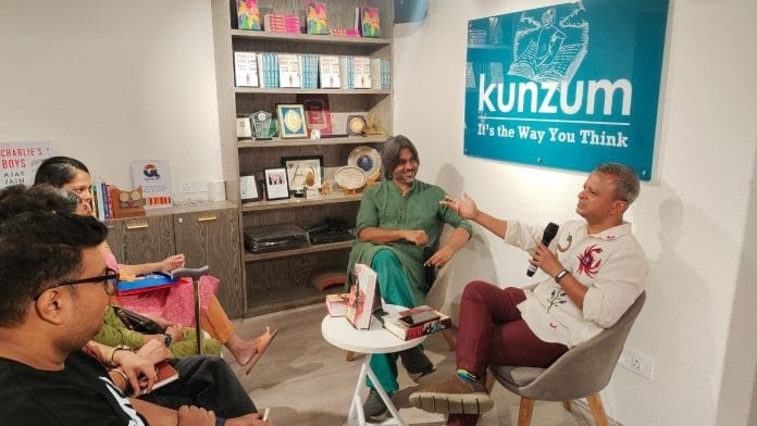Dhrubo Jyoti (left) and Sandip Roy at Kunzum Bookstore, New Delhi | Prasanna Bachchhav, ThePrint
