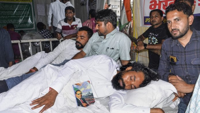 Student leader Devendra Nath Mahto during his indefinite hunger strike as part of a protest against the Jharkhand government over alleged irregularities in the 14th JPSC examination, JSSC-CGL and other recruitment tests | PTI