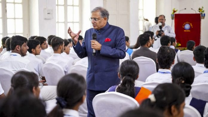 Chief Election Commissioner Gyanesh Kumar interacts with students at Colvin Taluqdars' College, in Lucknow. | PTI