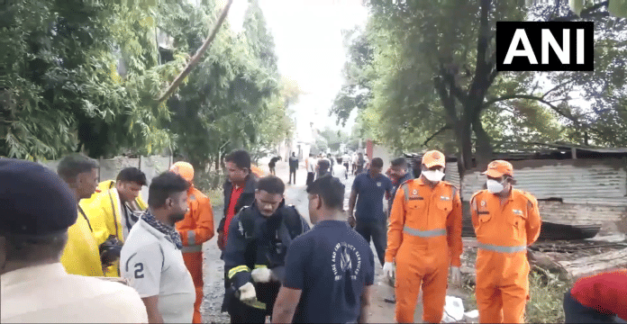 Rescue operations underway after a chlorine gas leak at a water purification plant in Godhni. Video grab: ANI / X - @ANI