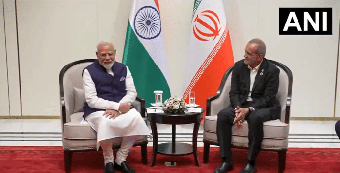 Prime Minister Narendra Modi holds a bilateral meeting with Iranian President Masoud Pezeshkian. | Source: X- @ANI