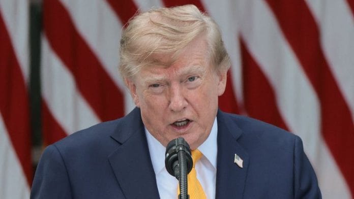 U.S. President Donald Trump speaks as he hosts a back-to-school-themed event to highlight his administration's education policies, in the Rose Garden at the White House in Washington, D.C., U.S., August 24, 2026. REUTERS/Jonathan Ernst