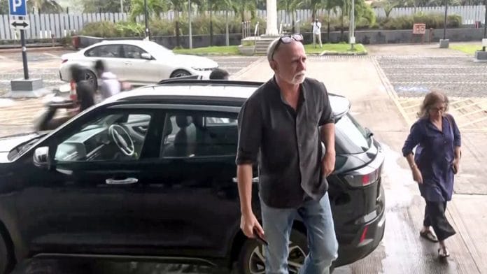 Tehelka magazine founder Tarun Tejpal arrives at the High Court of Bombay at Goa in Panaji Thursday. (ANI Video Grab)