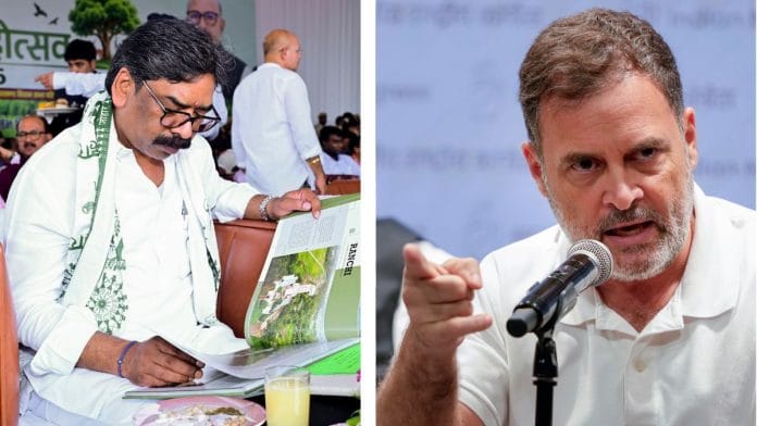 Left to right Chief Minister of Jharkhand Hemant Soren and Leader of Opposition Rahul Gandhi | PTI