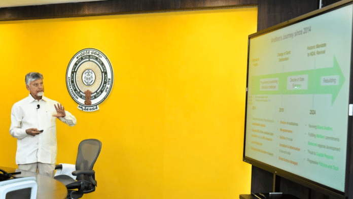 Making a presentation on state’s progress under his govt, Naidu says soaring HR budgets were a 'legacy problem' that can't be fixed overnight. | X/@AndhraPradeshCM