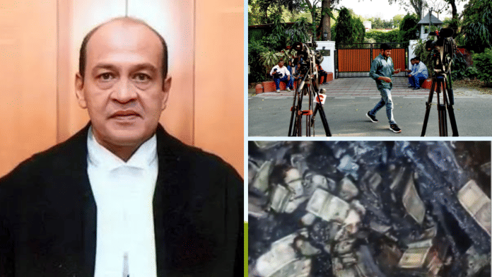 Burnt currency notes were found reportedly in a storeroom at the official residence of former Delhi High Court judge Yashwant Varma | ANI/SC press release.