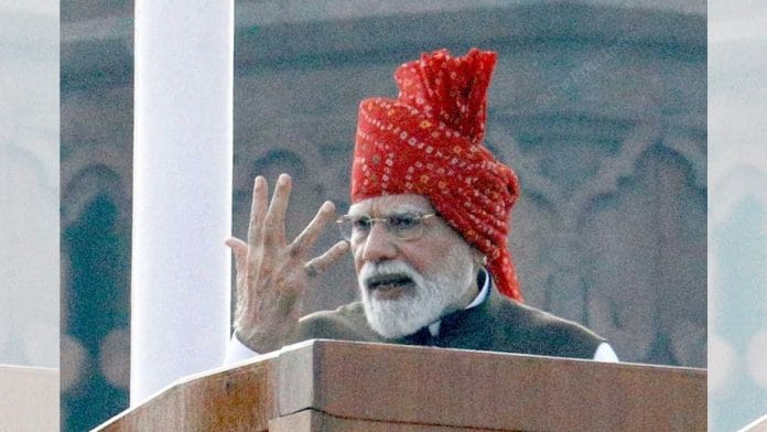 PM Modi addressing the nation from the ramparts of the Red Fort on the 80th Independence Day | Praveen Jain | ThePrint
