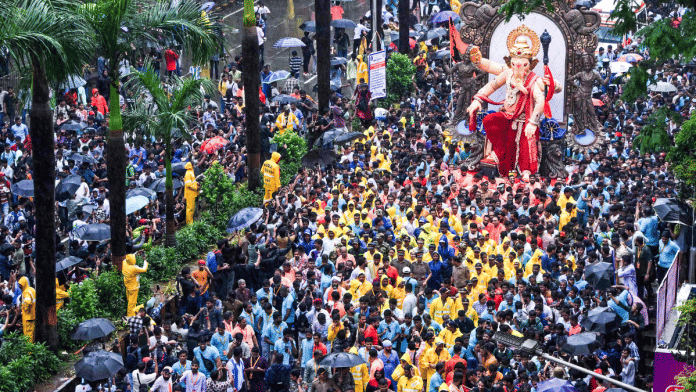 Chinchpokli Sarvajanik Ganesh Utsav Mandal carrying Ganesh idol to its pandal in Mumbai | ANI File