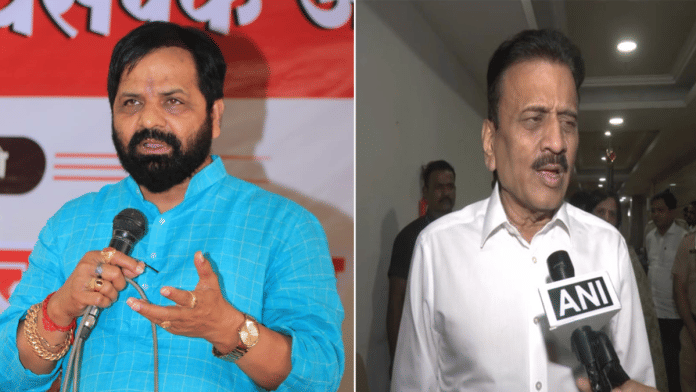 Shiv Sena’s Bharat Gogawale and BJP’s Girish Mahajan | Wikipedia/ANI