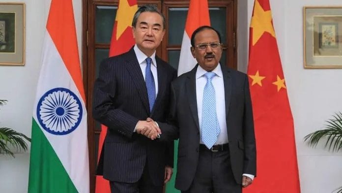 Representational | File photo of Chinese Foreign Minister Wang Yi (L) with NSA Ajit Doval (R) | X @China_Amb_India