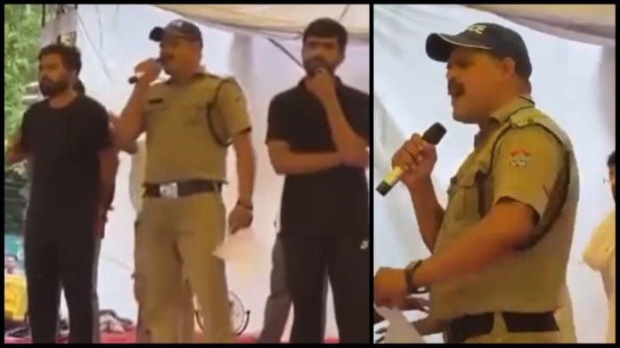 Sher Singh on stage during CJP protest in Delhi | X