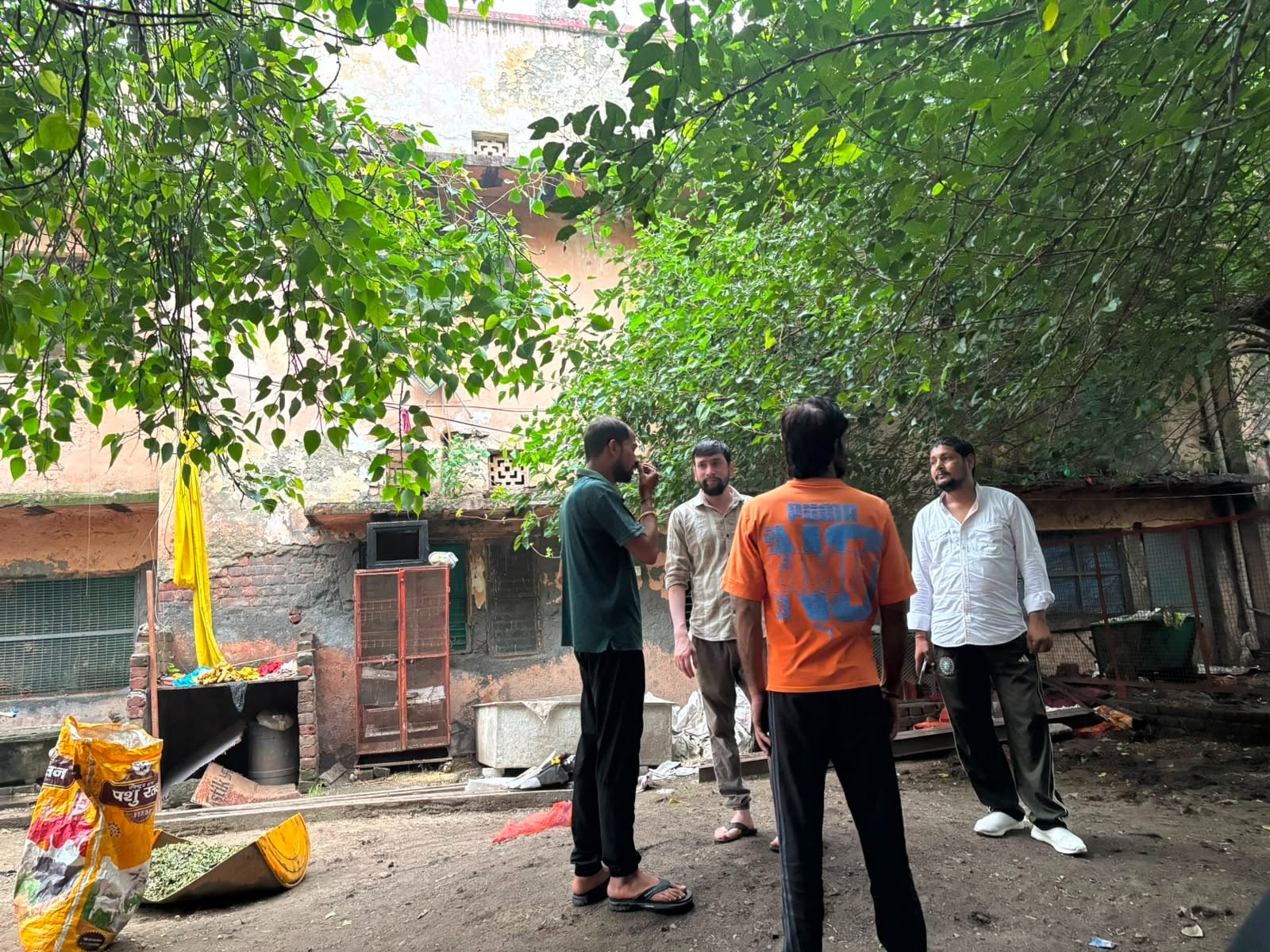 Gau rakshaks discuss plan of action for the day at a gaushala in Faridabad | Samridhi Tewari/ThePrint