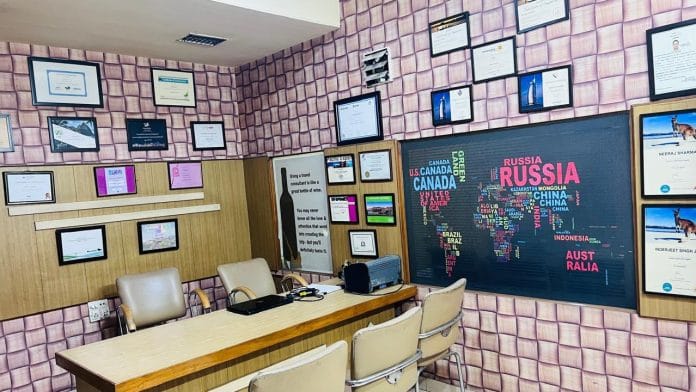 The office of Neeraj Sharma, an immigration agent based in Jalandhar | Photo: Sakshi Mehra | ThePrint