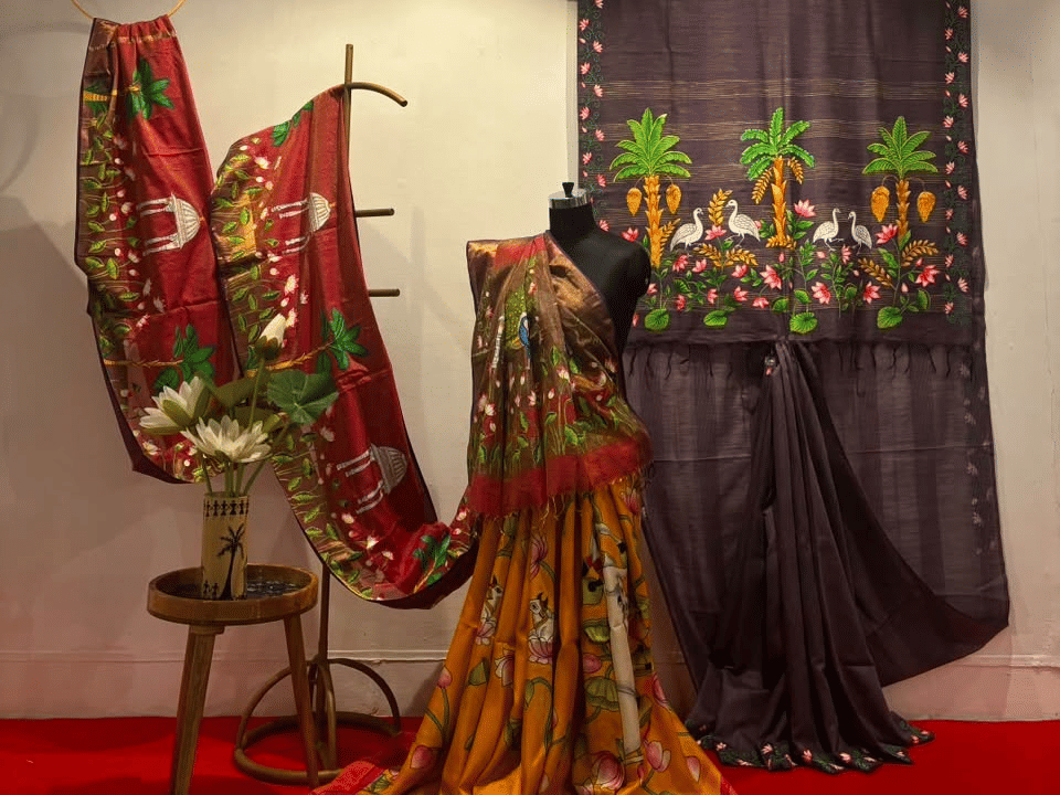 Picchwai saris from Rajasthan on display. (Photo: Nikitha Naveen)