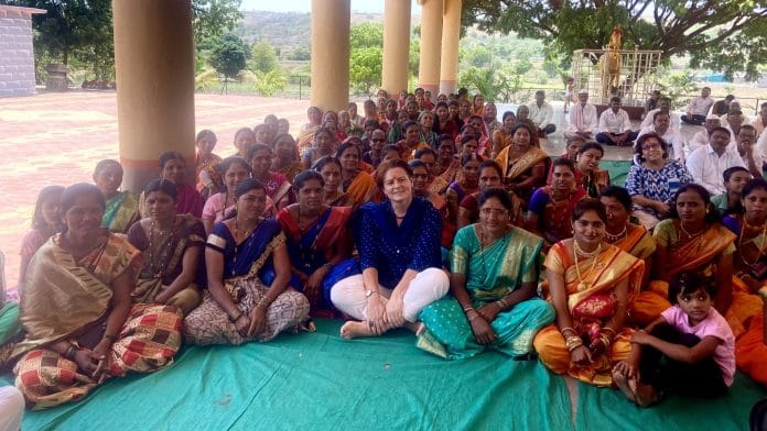 Lithuania's Ambassador Diana Mickevičienė with a group of women in Kasara village, Maharashtra | Photo courtesy: Diana Mickevičienė