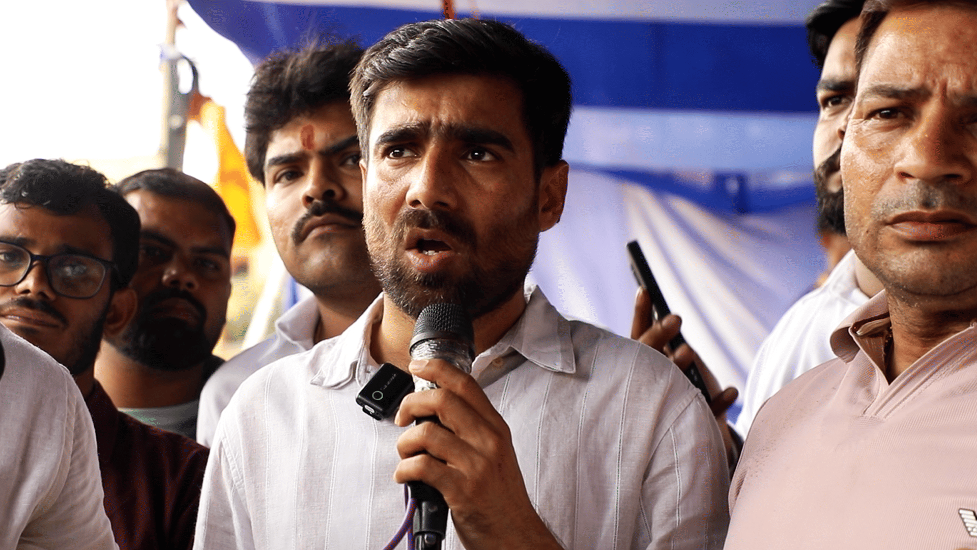 NSUI president Vinod Jakhar visited the protest site on Wednesday. | Anisha Nehra | ThePrint