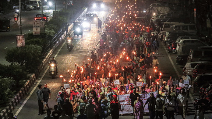 A torch rally at Kwakeithel demanding the implementation and updation of the National Register of Citizens (NRC) before the Census, in Imphal last week | ANI