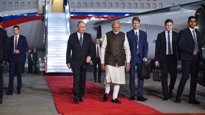 File photo of Prime Minister Narendra Modi and Russian President Vladimir Putin | Source: X, @narendramodi