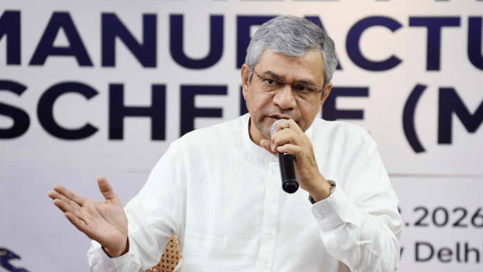 Union Minister for Electronics & Information Technology Ashwini Vaishnaw speaks during the launch of Mobile Phone Manufacturing scheme at Rail Bhawan, in New Delhi on Friday | ANI Photo/Amit