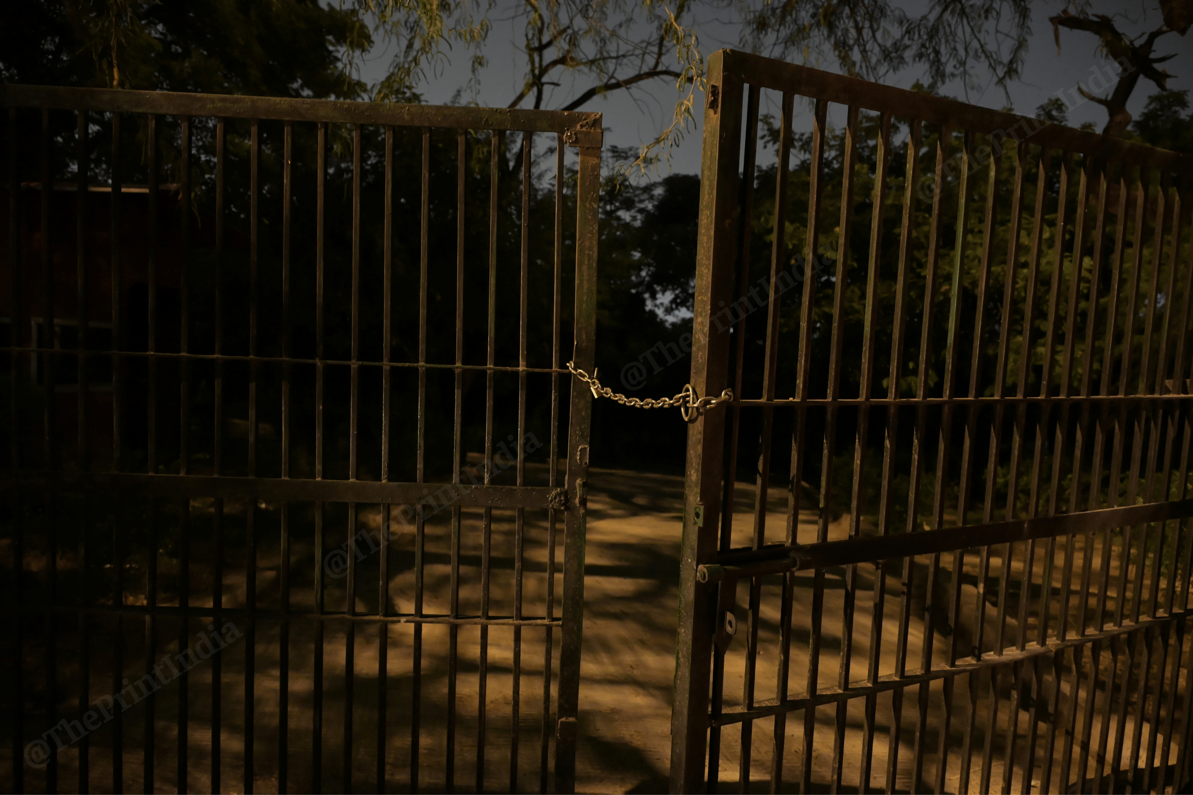 While the park has 29-odd gates, many are broken, not locked, and barring a few, most remain unmanned. Many men, who work nearby, use the park as a shortcut at night to surrounding areas | Suraj Singh Bisht