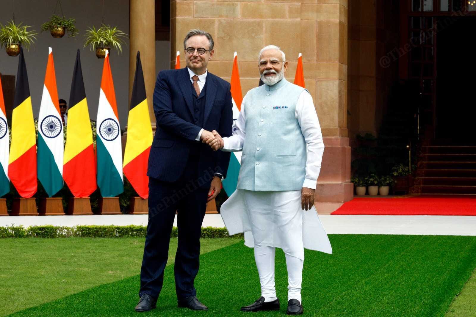 Belgian Prime Minister Bart De Wever with Prime Minister Narendra Modi at Hyderabad House, New Delhi | Praveen Jain/ThePrint