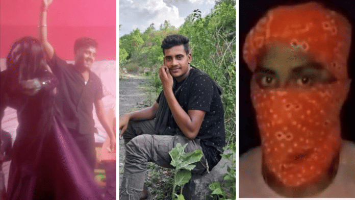 Nandan Kumar (centre), the main accused in the Jamui molestation case, in a clip showing him (left) dancing on stage. Nandan (right) as seen in the viral clip that triggered intense backlash | Facebook/Insta