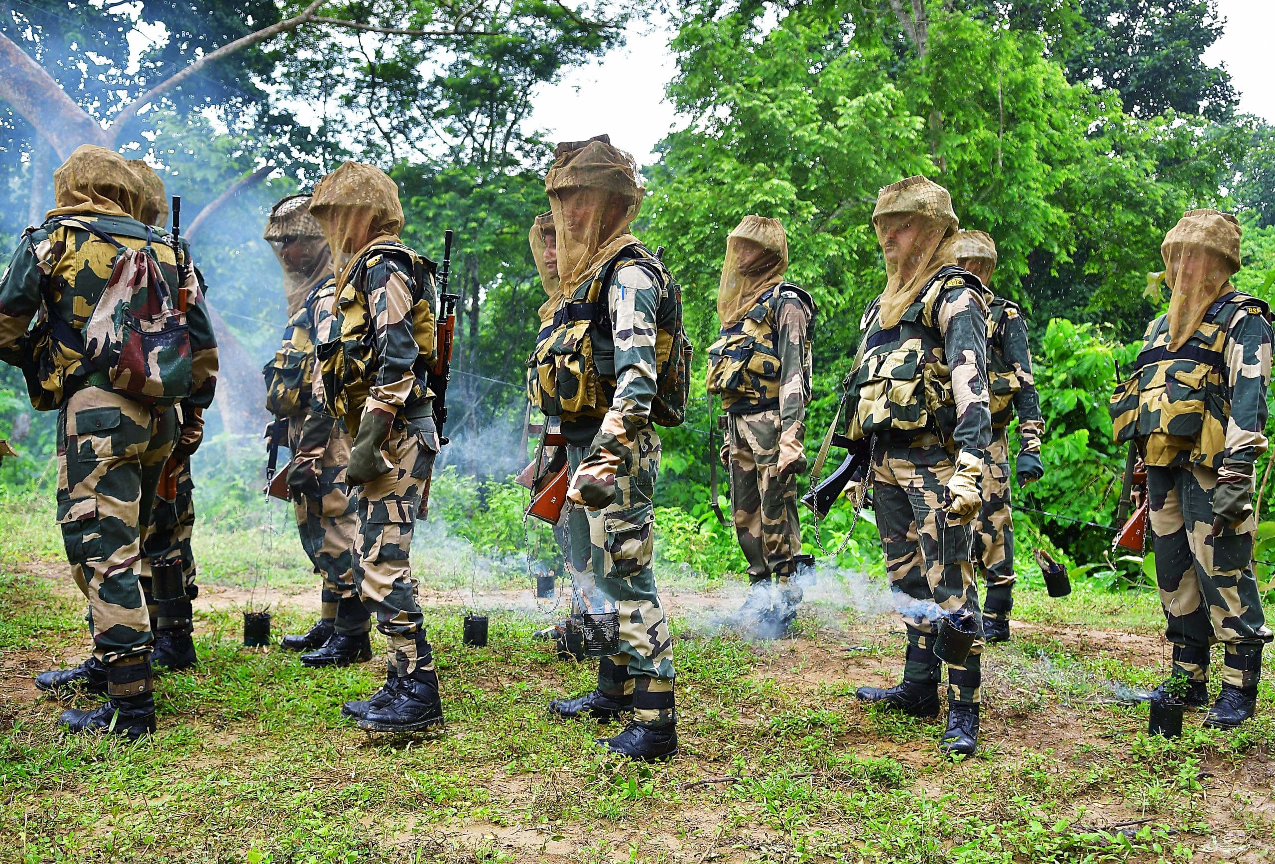 File photo. | BSF personnel carrying improvised fogging device at patrolling in a malaria-affected area near India-Bangladesh border in Tripura. | ANI
