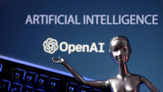 FILE PHOTO: OpenAI logo and AI Artificial Intelligence words are seen in this illustration taken, May 4, 2023. REUTERS/Dado Ruvic/Illustration/File Photo