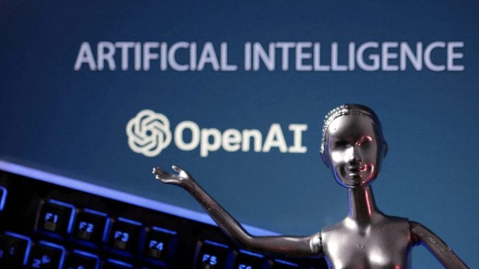 FILE PHOTO: OpenAI logo and AI Artificial Intelligence words are seen in this illustration taken, May 4, 2023. REUTERS/Dado Ruvic/Illustration/File Photo