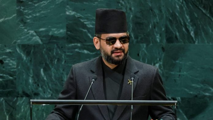 Nepal Prime Minister Balendra Shah addresses the 81st United Nations General Assembly at UN headquarters in New York City, US, September 24, 2026. REUTERS/Eduardo Munoz