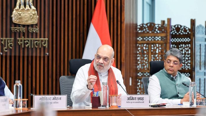 Union Home Minister Amit Shah addresses the launch of the FCRA 2.0 Portal and Electronic Overseas Citizen of India (e-OCI) Card, in New Delhi in June. (@AmitShah X/ANI Photo)