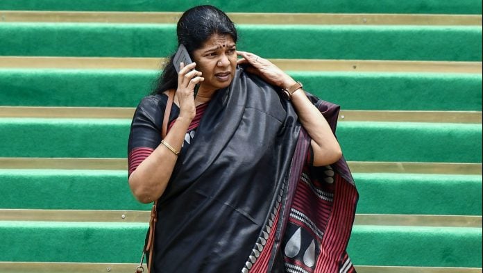 Representational Image | DMK MP Kanimozhi Karunanidhi at the Parliament premises during the ongoing Monsoon Session, in New Delhi on Monday.