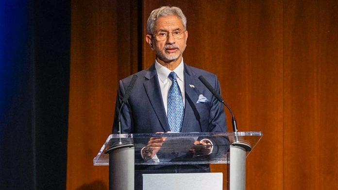 External Affairs Minister S. Jaishankar speaks at the Asia Society after the United Nations General Assembly's high-level week, in New York on Monday. (@DrSJaishankar X/ANI Photo)