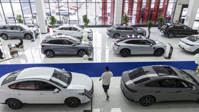 BYD Co. electric vehicles on display at one of the company's showrooms in Shanghai. | Qilai Shen/Bloomberg