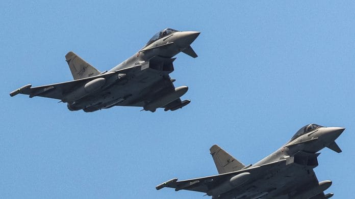 Italian Air Force Eurofighter Typhoon fighter jets. Photographer: | Bloomberg