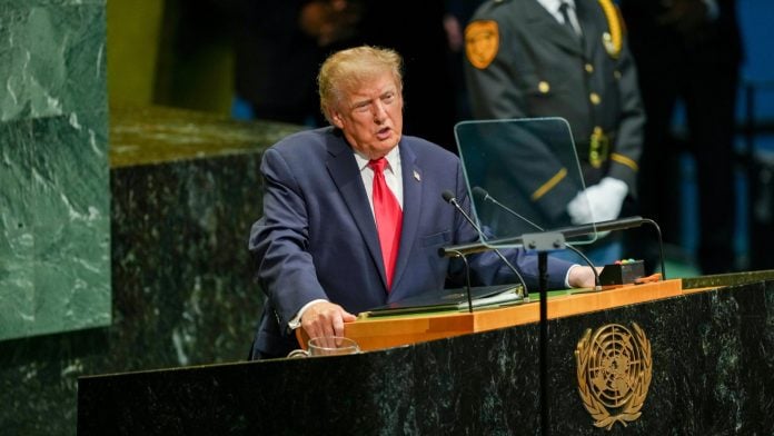 US President Donald Trump speaks during the United Nations General Assembly (UNGA) in New York, US, on Tuesday, Sept. 22, 2026. The theme of the 81st session of the United Nations General Assembly is 