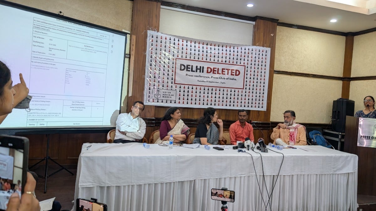 Kamal Lal talking at the ‘Voter Adhikar Manch’ press conference in New Delhi on 8 September, 2026 | Apoorva Mandhani/ThePrint