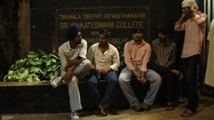 Students sitting outside Sri Venkateswara College in south Delhi on 6 September, 2026 | Ilma Firoz/ThePrint