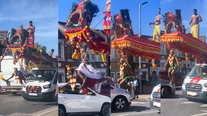 Stills from video of ‘flying Kavadi’ procession recorded in London | X Pete Santilli