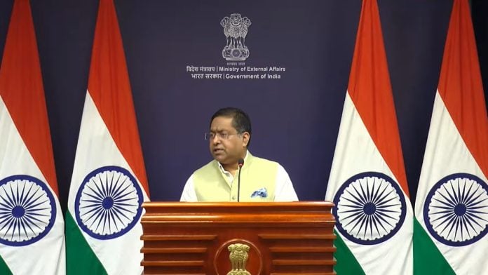 MEA spokesperson Randhir Jaiswal at regular press briefing in New Delhi on 15 September, 2026 | MEA