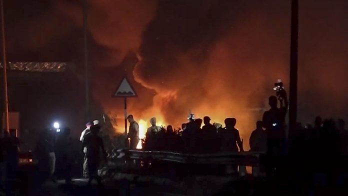 Smoke billows from a fire during a protest by students at the Lovely Professional University (LPU) campus, in Phagwara, Punjab, early Sunday. Students went on a rampage on the campus, damaging property and blocking a national highway over claims that an outsider raped a female student on the university premises | PTI