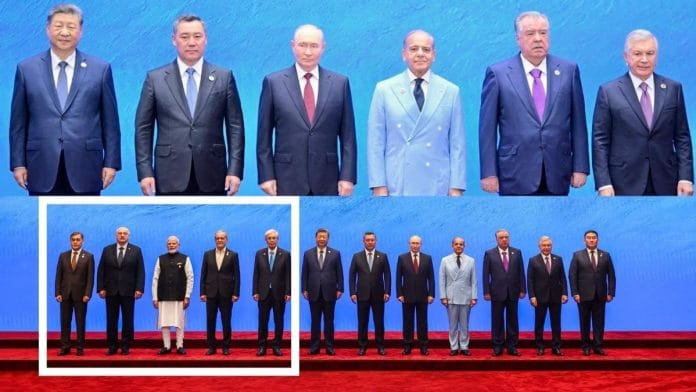 Photo of SCO leaders’ summit shared by Pakistan PMO (above) and India PMO (below)