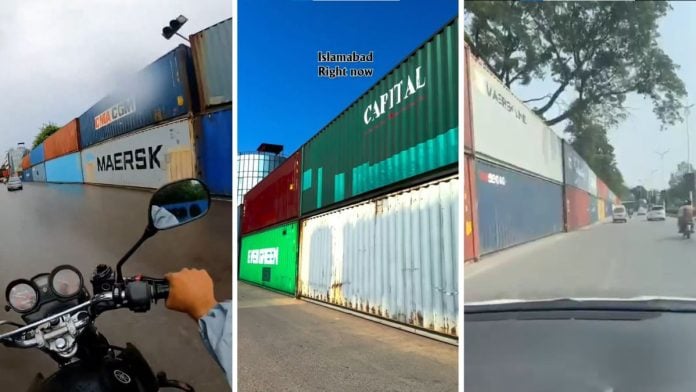 The use of shipping containers to control movement in Pakistan dates back almost 30 years | Photos: X
